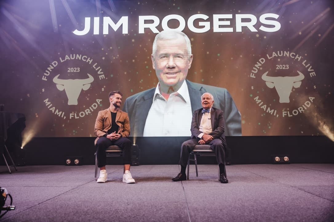 Jim Rogers speaking with Bridger Pennington at Fund Launch Live 2023